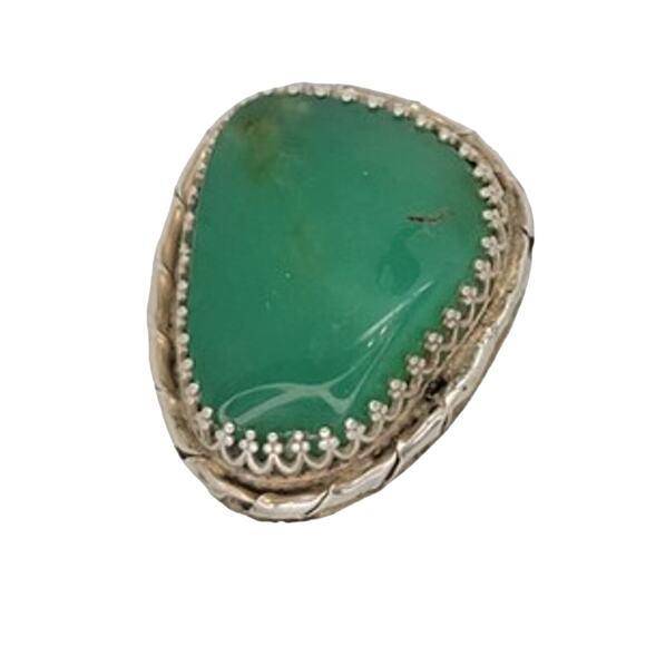 Early Jerry Roan researched Sterling Silver Green Turquoise Mens Ring sz 11.75 - Picture 1 of 10